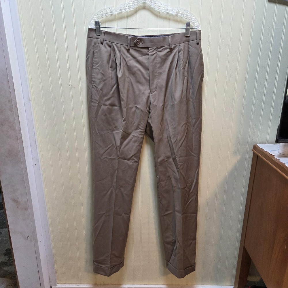 Lauren Ralph Lauren Pants Mens 35x31 Beige High Performance Wool Pleated Dress
